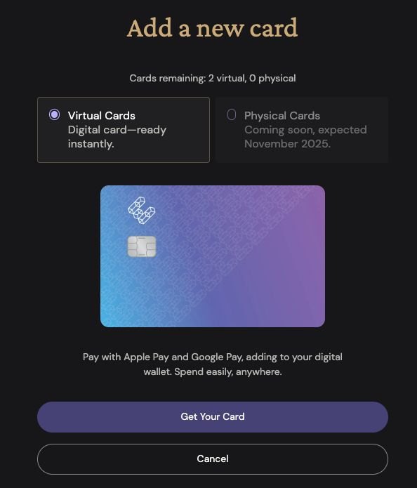 如何新增 Ether.fi Card 虚拟卡和实体卡