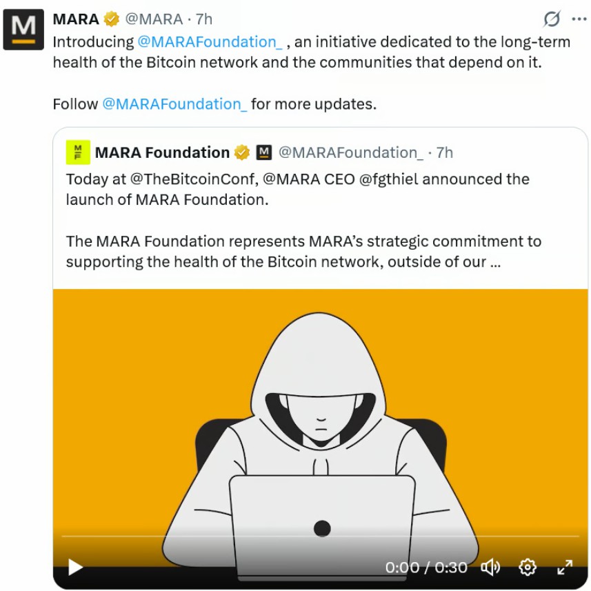 MARA设基金会，促比特币网络普及