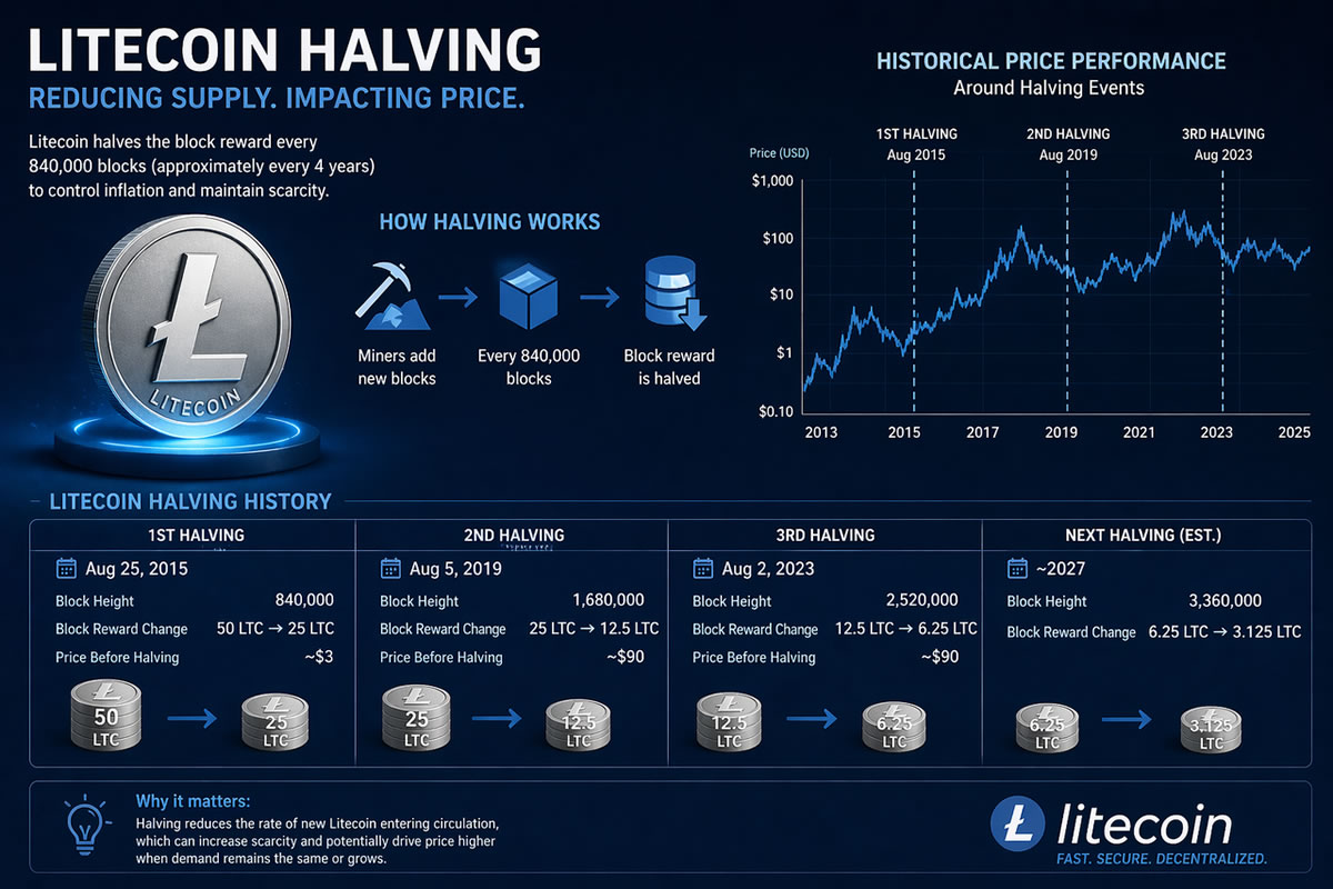 莱特币减半是什么？LTC币减半机制如何影响价格