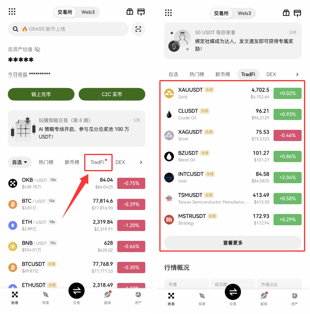 欧易OKX怎么交易美股代币合约？