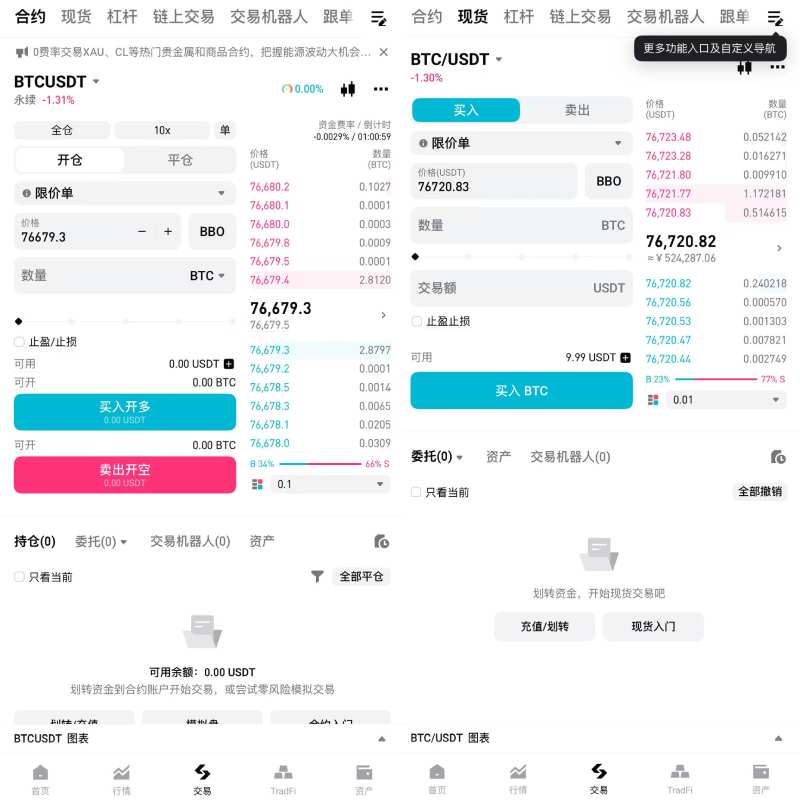 Bitget交易所现货和合约交易