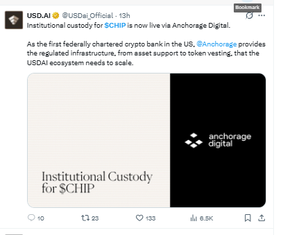 Anchorage Digital：CHIP价格预测有哪些变化