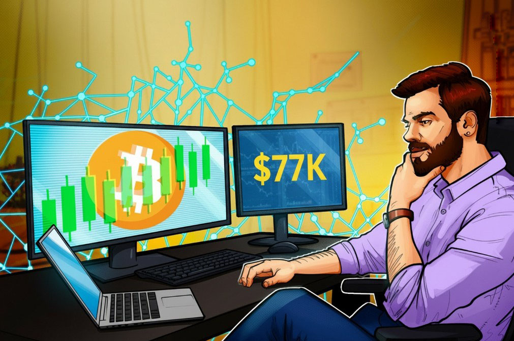 比特币（BTC）飙至7.7万美元：空头压力剧增，现货及多头杠杆不足掣肘涨势
