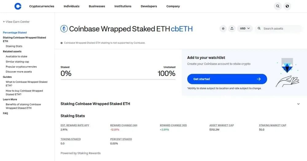 Coinbase 包装的质押 ETH