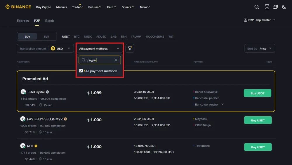 PayPal转账到币安交易所教学