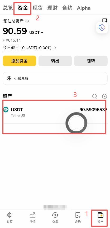 在哪里查看购买的USDT？