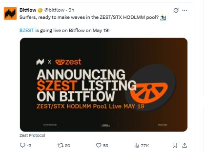 Bitflow上线Zest Protocol(ZEST)币