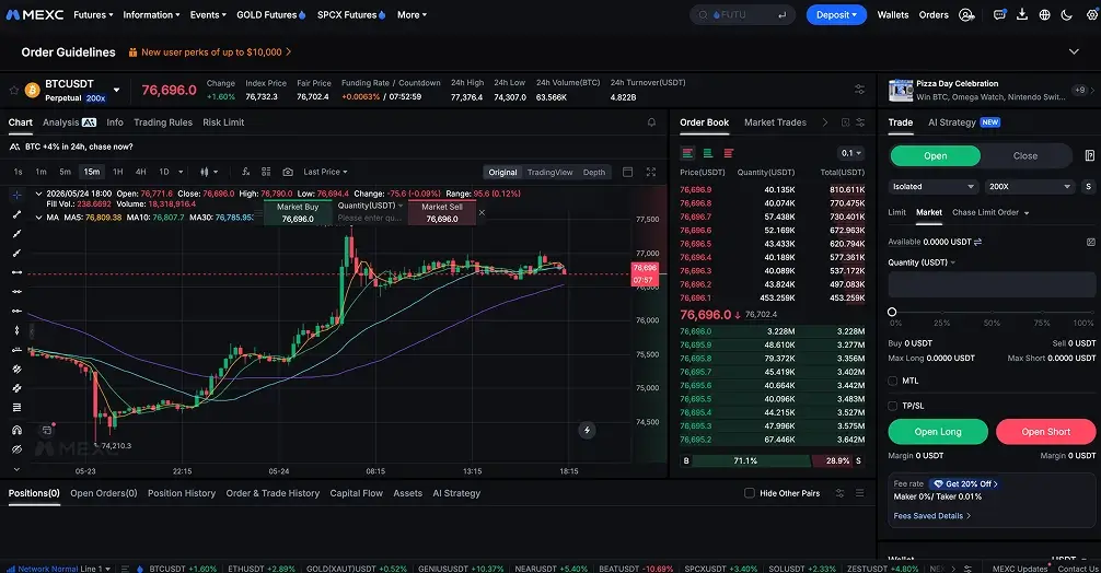 1. MEXC - spot 和 futures 费率最低的中心化交易所
