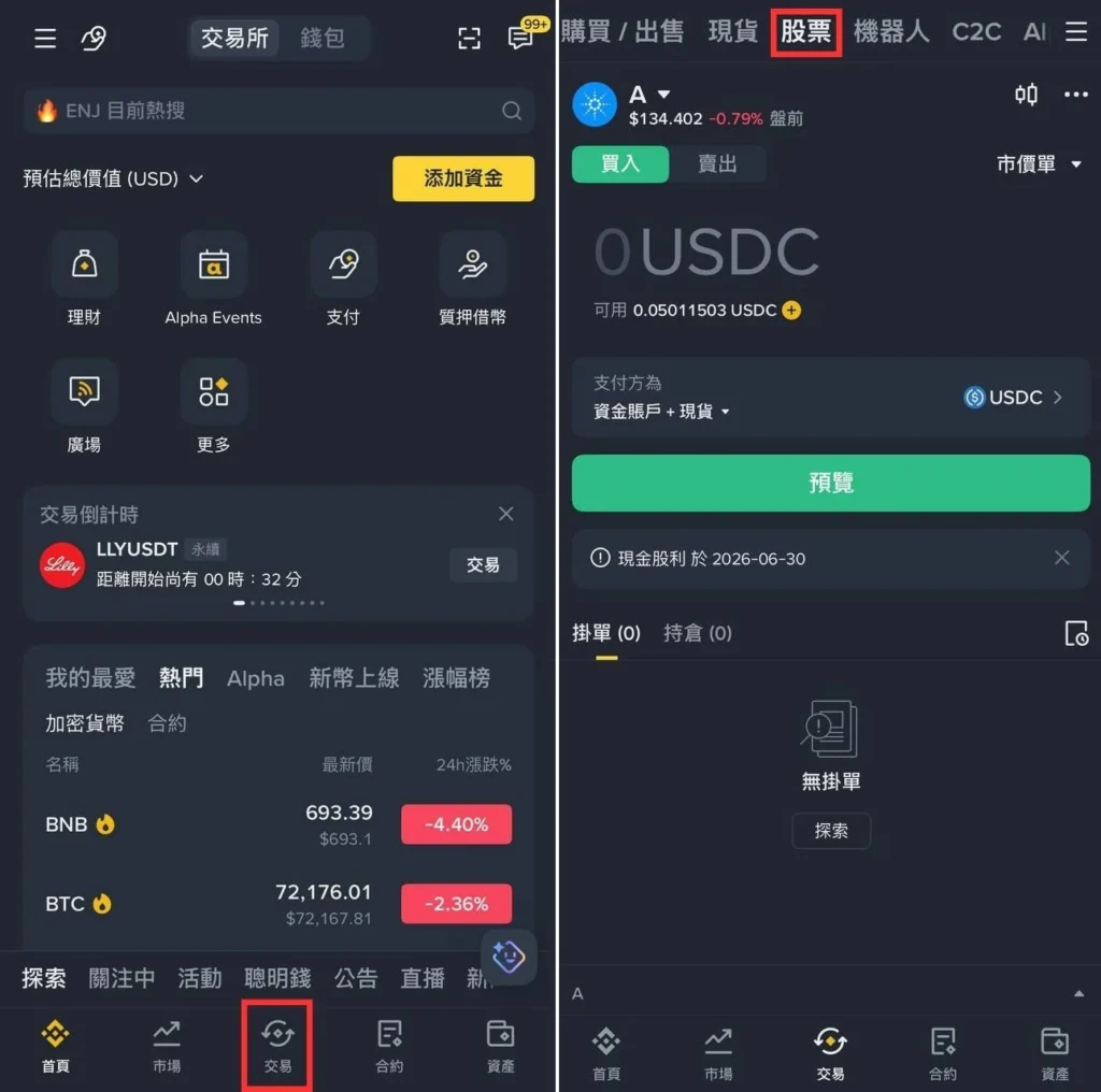 币安美股怎么买？