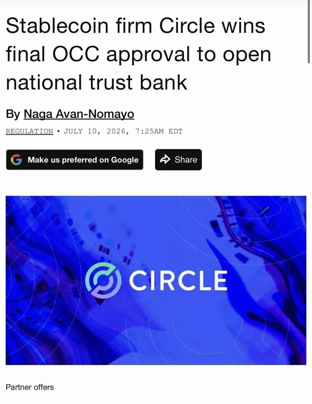 Circle 拿到了稳定币的“联邦基础设施牌照”：Circle National Trust 获 OCC 最终批准的深层含义
