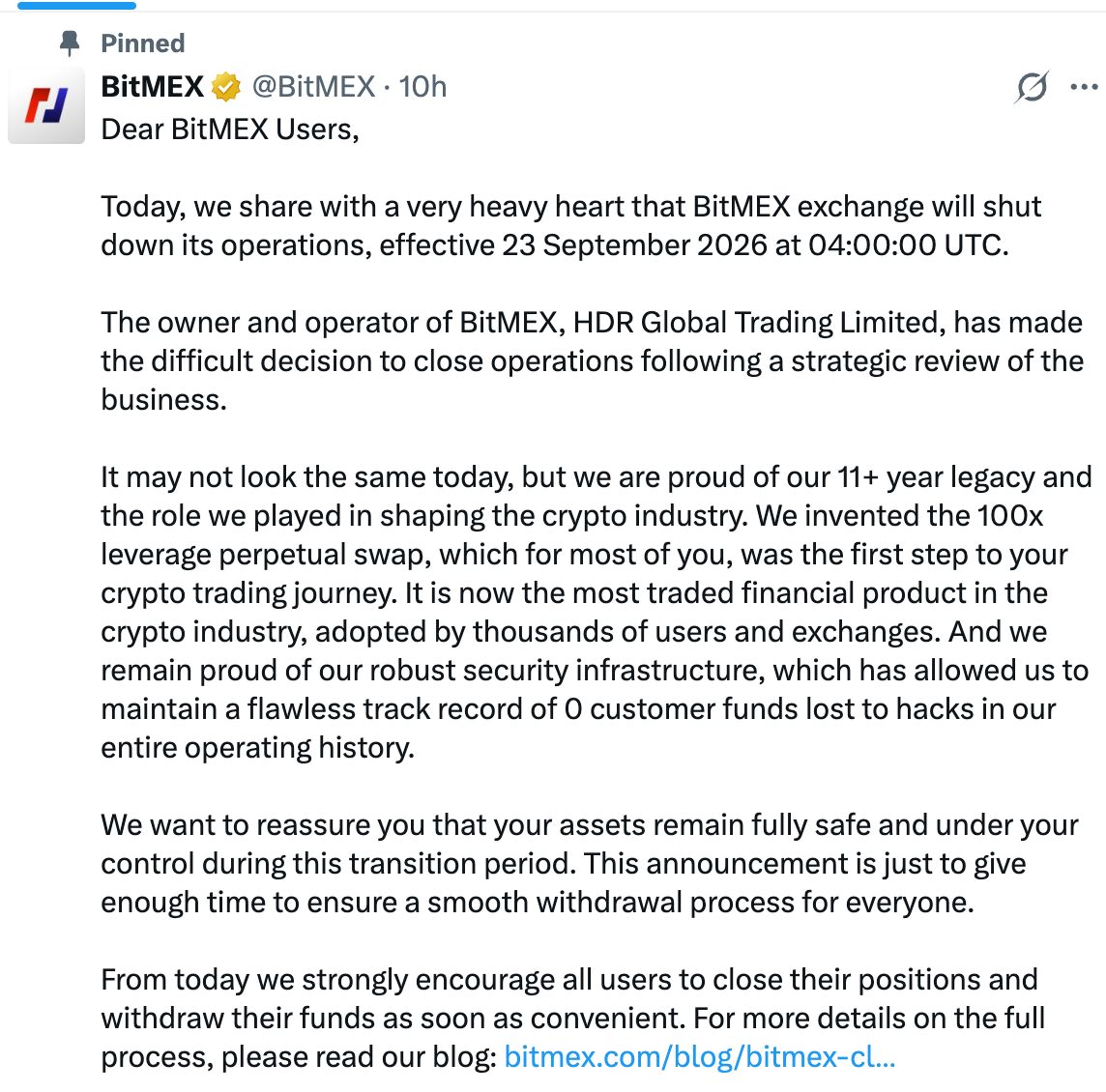 BitMEX宣布关停退出市场，分析师预警加密货币交易所整合进程持续加速