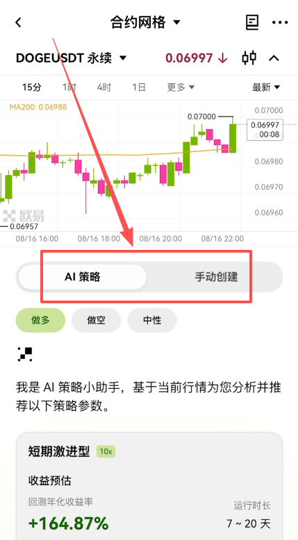 欧易合约网格怎么开启？AI策略+手动创建完整操作步骤2026