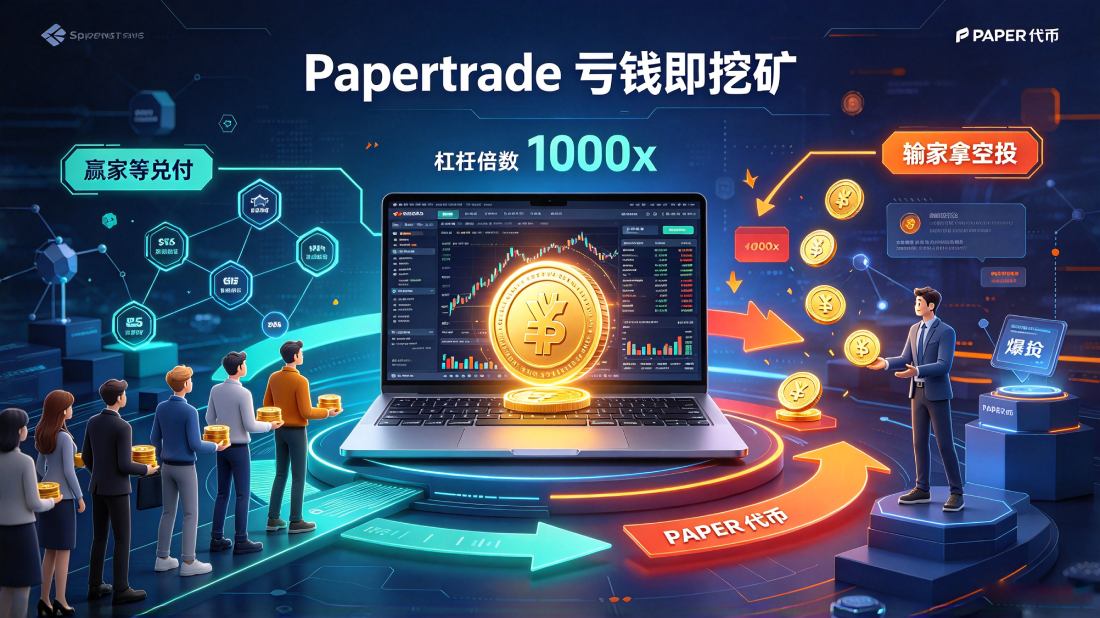 爆仓也能领空投？Papertrade亏钱即挖矿，赢家等发钱，揭秘这套奇特的合约机制