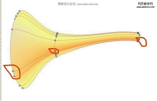 CorelDraw 网格填充工具绘制卡通唢呐