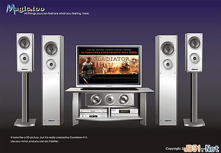 CorelDraw(CDR)模仿设计打造立体的家庭影院实例教程