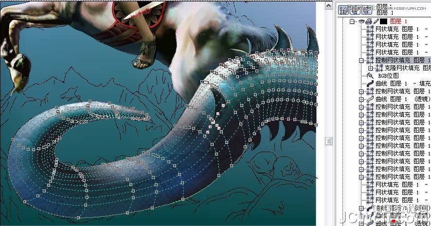 CorelDRAW巧用网格工具绘制恶魔谷插画,