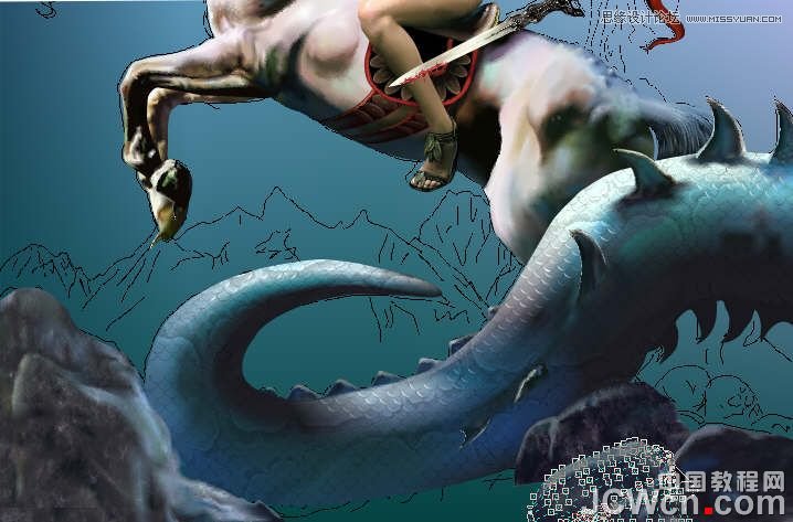 CorelDRAW巧用网格工具绘制恶魔谷插画,