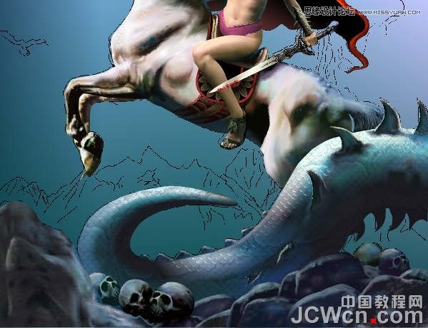 CorelDRAW巧用网格工具绘制恶魔谷插画,