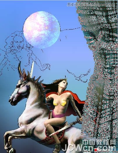 CorelDRAW巧用网格工具绘制恶魔谷插画,