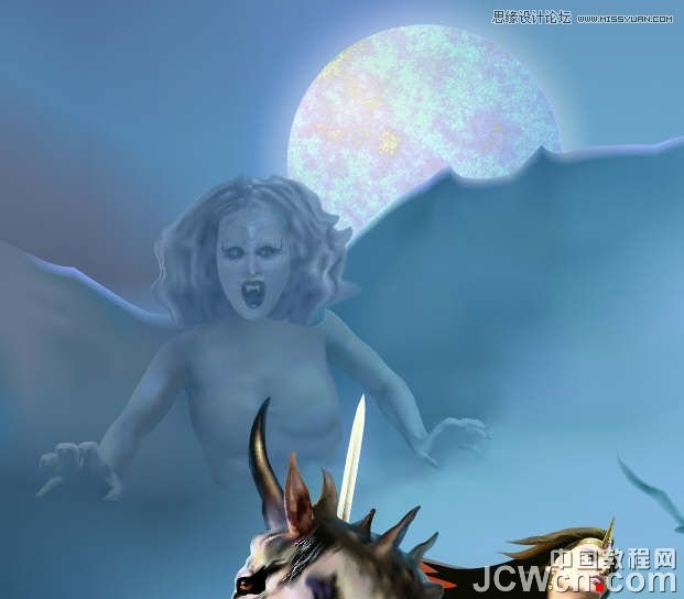 CorelDRAW巧用网格工具绘制恶魔谷插画,