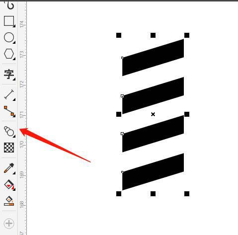 用 矩形工具画矩形,变形后,再用 调和工具做出4个一样的