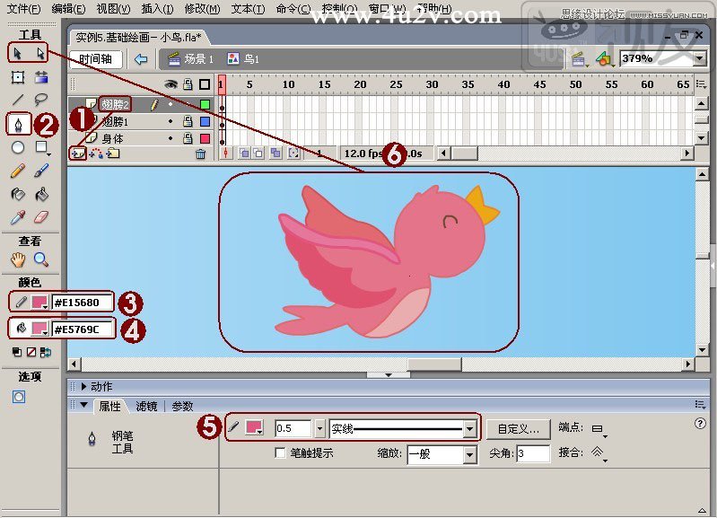 Flash教程：制作卡通风格的飞舞小鸟,PS教程,思缘教程网
