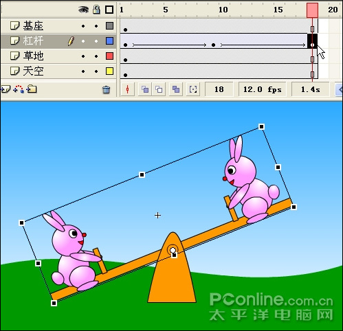 Flash制作可爱的“小兔子跷跷板”动画