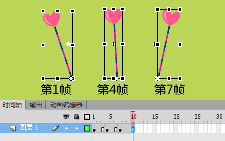 flash怎麼製作來回搖擺的花朵的動畫?