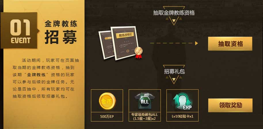 《FIFAOL3》招募金牌教练 领取资格礼包