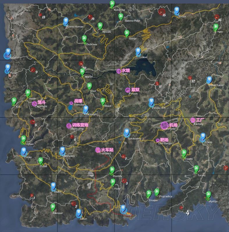 人渣scum地堡警察及资源点位置介绍全资源点中文地图一览