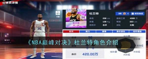 NBA巅峰对决杜兰特怎么样？杜兰特角色介绍