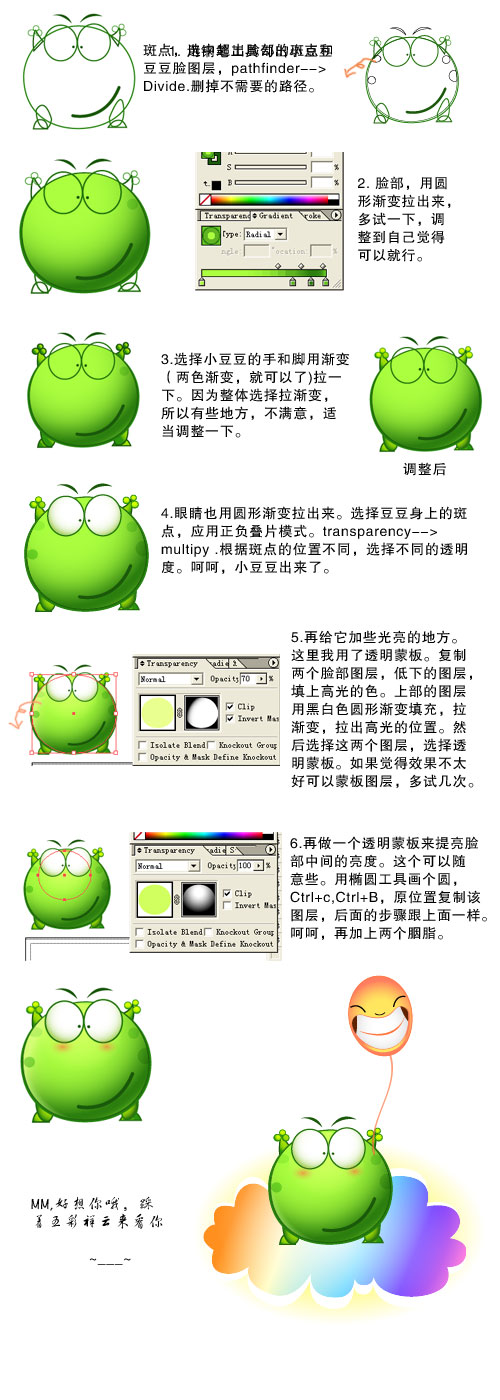 Illustrator绘矢量卡通绿豆蛙形象_jb51.net整理