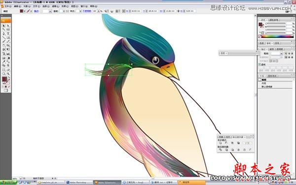 Illustrator绘制矢量风格的中国花鸟画