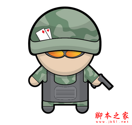 AI绘制卡通士兵图标