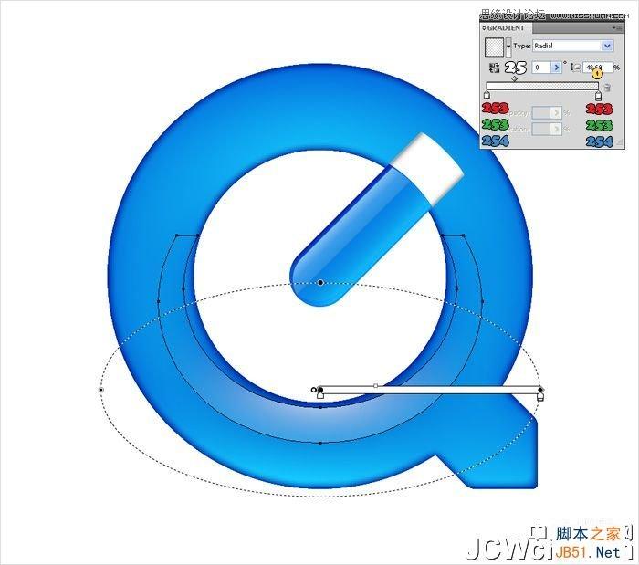 Illustrator制作蓝色苹果QuickTime标志,脚本之家