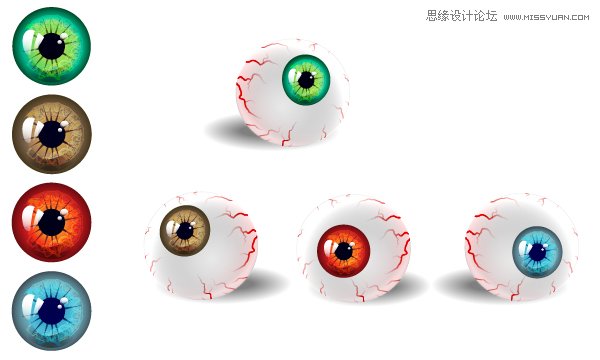 illustrator(ai)設計打造逼真的萬聖節帶血絲的恐怖眼球實例教程