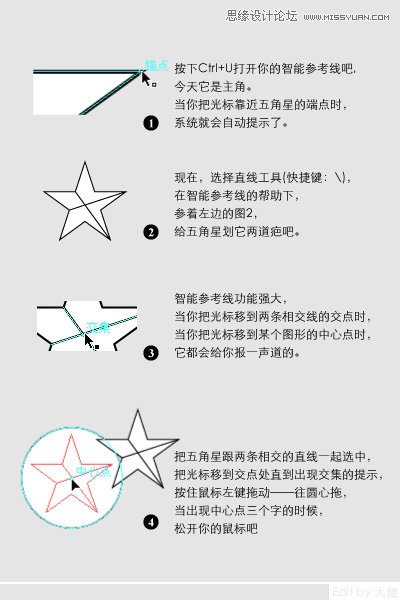 Illustrator教程：五星和圆形图案的连接技巧