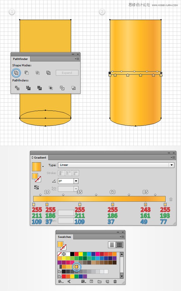 Illustrator利用网格工具设计金黄色的芥末文字效果