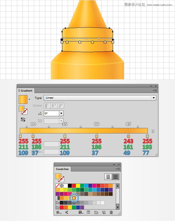 Illustrator利用网格工具设计金黄色的芥末文字效果