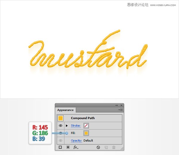 Illustrator利用网格工具设计金黄色的芥末文字效果