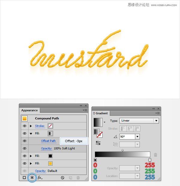 Illustrator利用网格工具设计金黄色的芥末文字效果