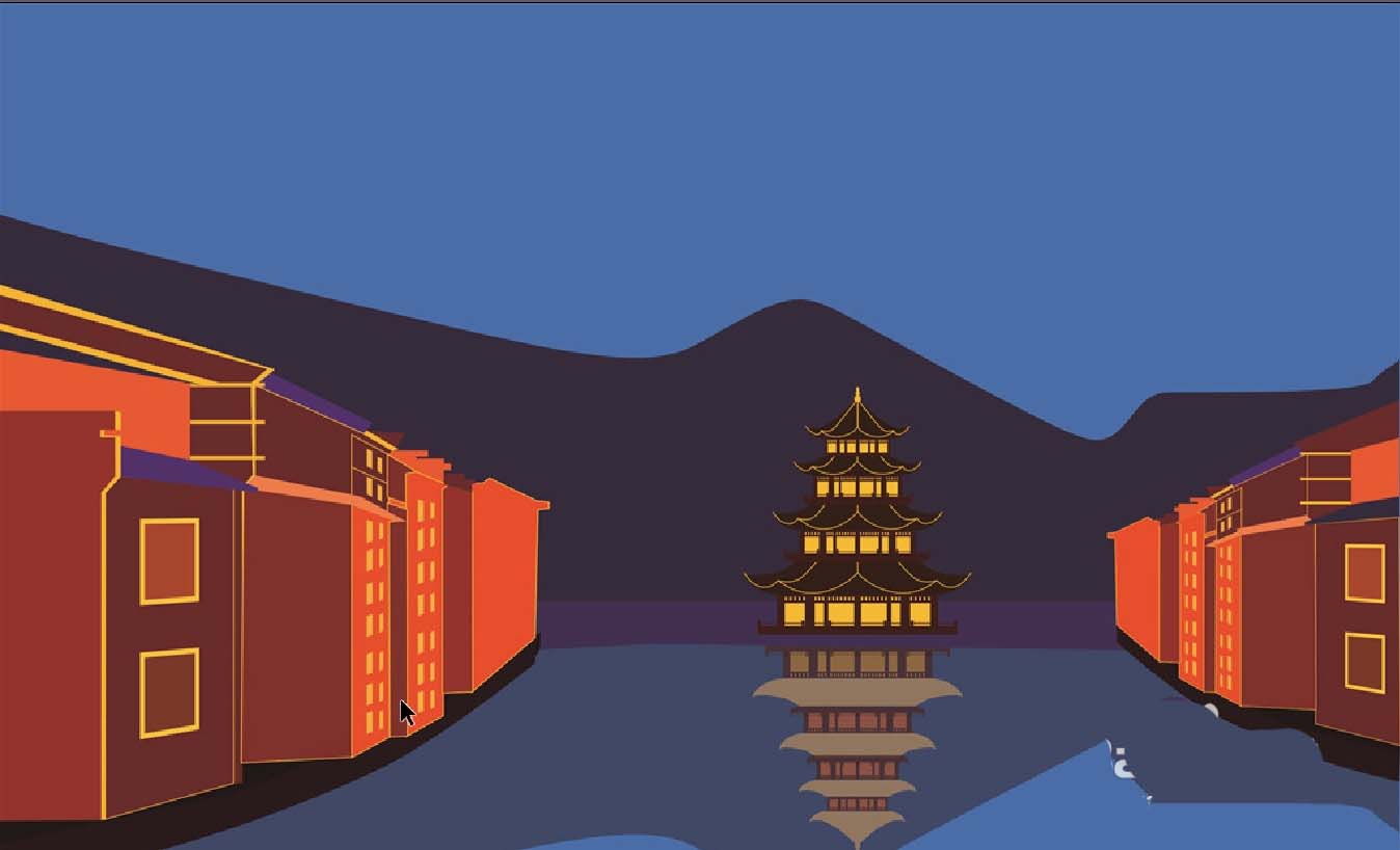 ai怎么设计街市夜景插画? ai夜晚街景的画法