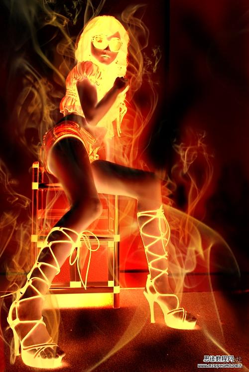 Photoshop实例教程:火焰燃烧的美女