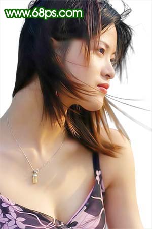 Photoshop教程:美白和修复MM头发