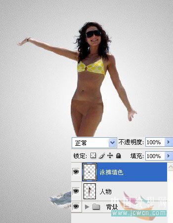 Photoshop给泳装美女穿上漂亮的水裙子