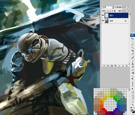 PS CS3与友基绘影ⅡPF1209制作科幻作品