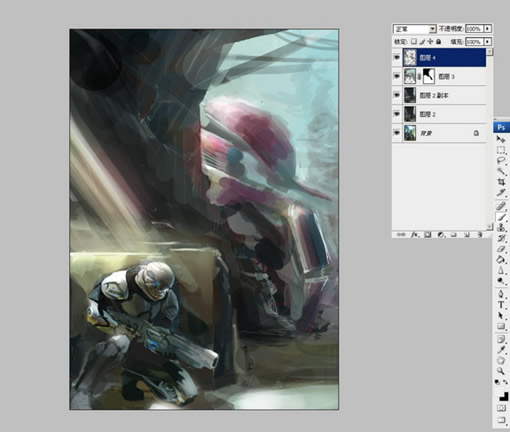 PS CS3与友基绘影ⅡPF1209制作科幻作品