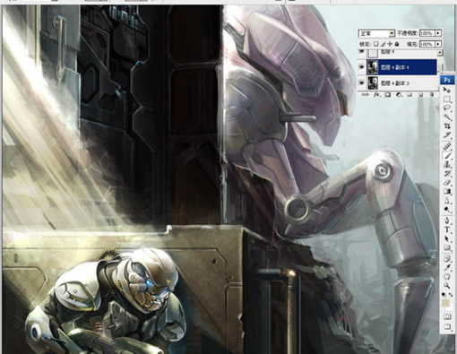 PS CS3与友基绘影ⅡPF1209制作科幻作品