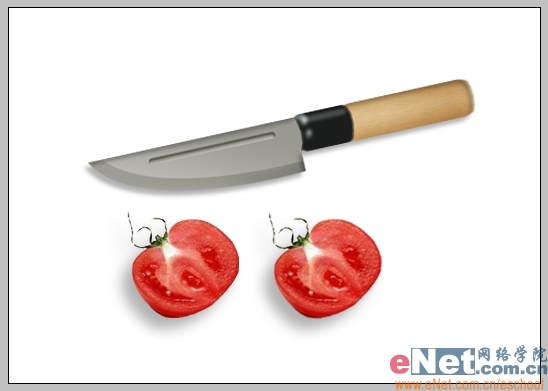 Photoshop鼠绘逼真锋利的水果刀