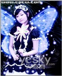 PS将美丽女孩化为暗夜中翩跹而至的精灵